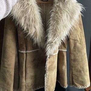 Guess Y2K/Vintage Faux fur trim/suede coat